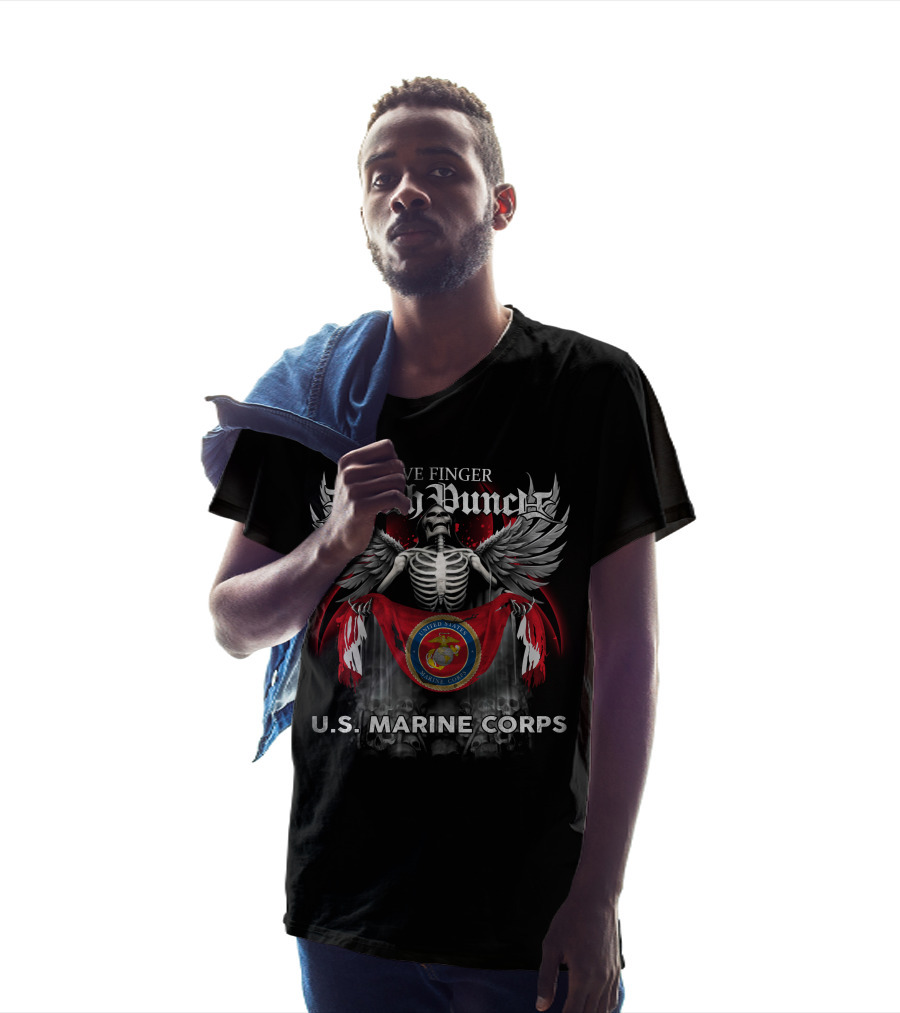 Five Finger Death Punch United States Marine Corps Skeleton Wings Emblem T-Shirt