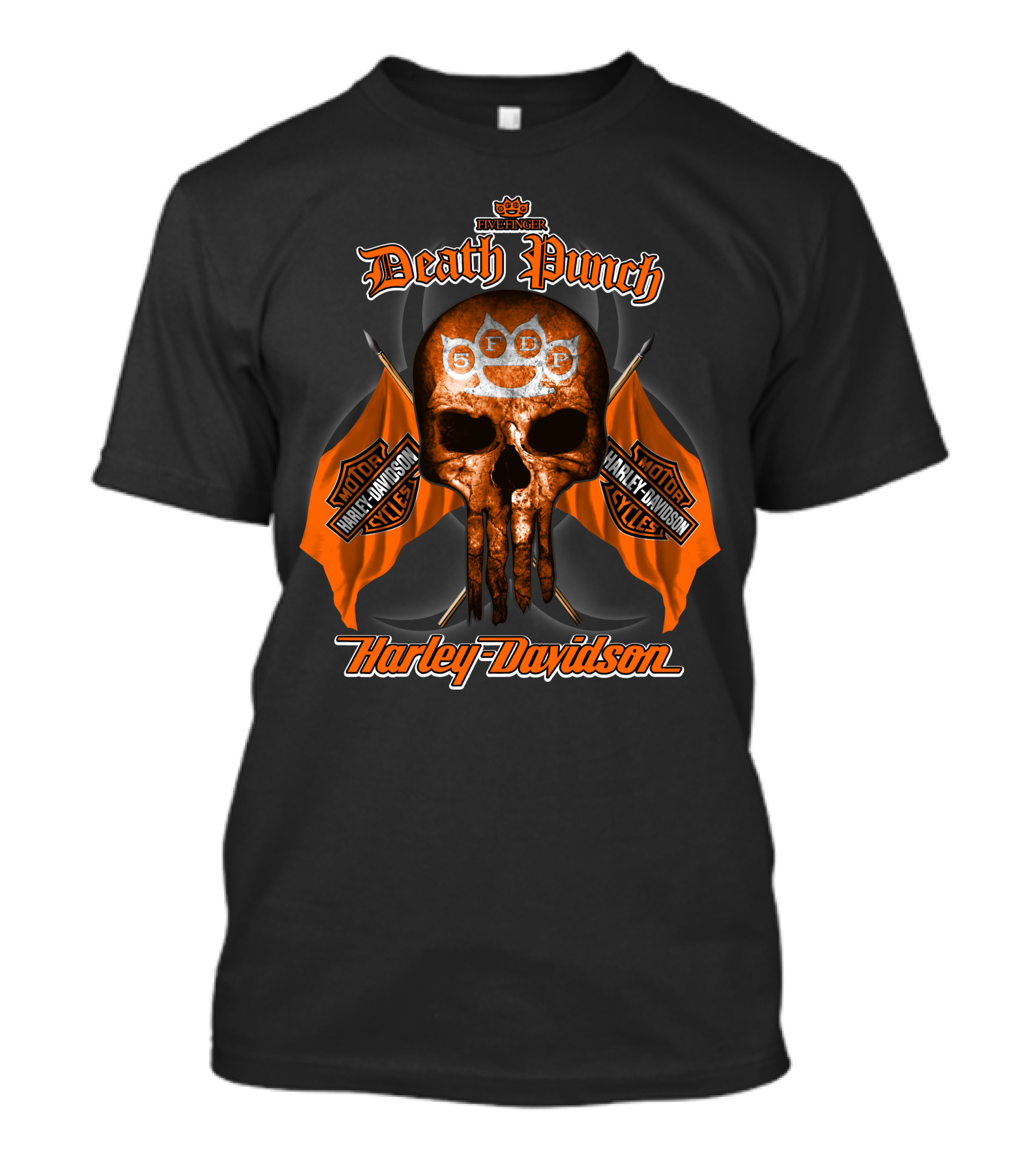Five Finger Death Punch Sfdp Skull Harley Davidson Motorcycles T-Shirt