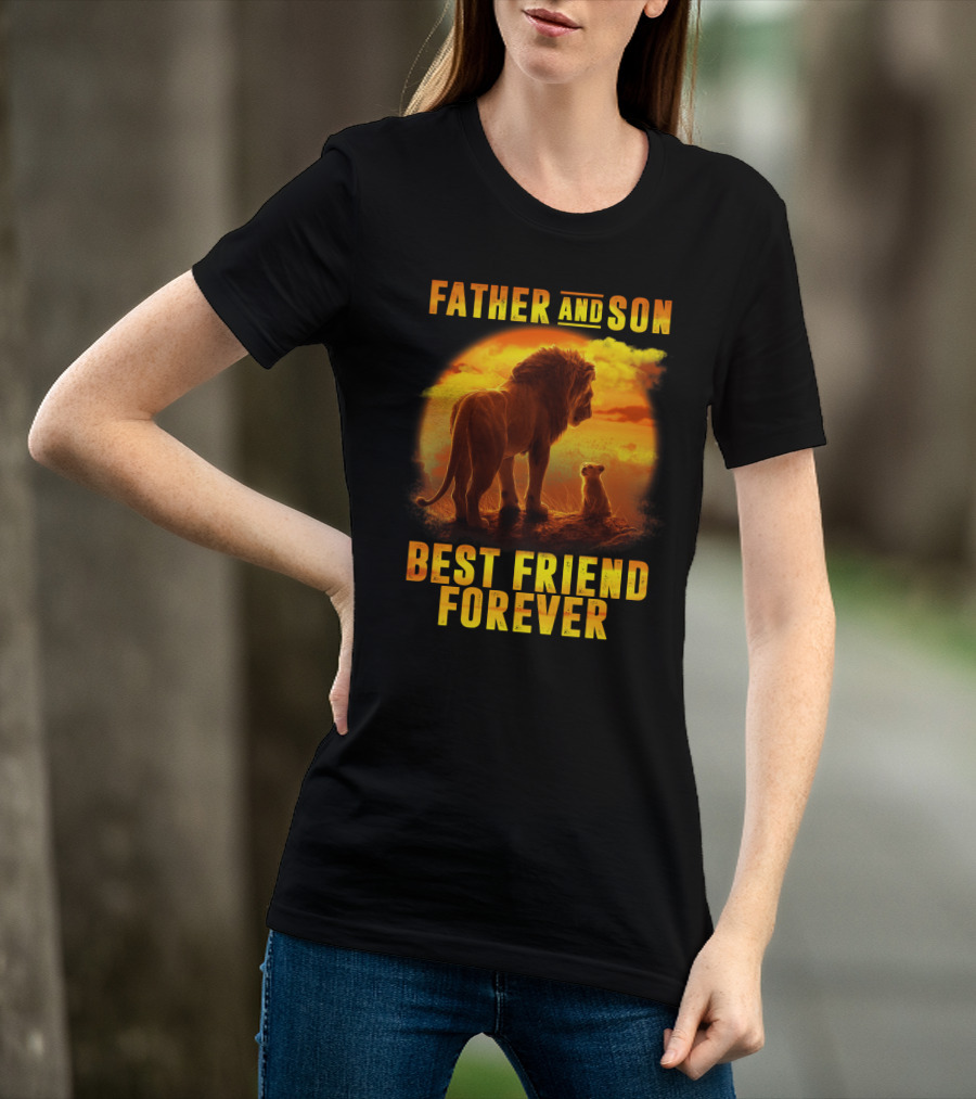 Father And Son Best Friend Forever The Lion King Silhouette Fan T-Shirt