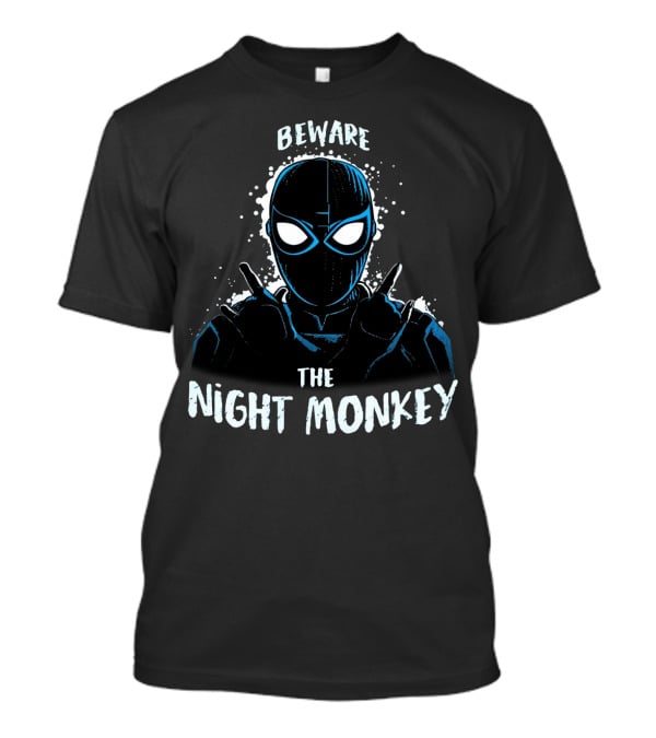 Beware The Night Monkey Spiderman Character In Iconic Black Suit T-Shirt