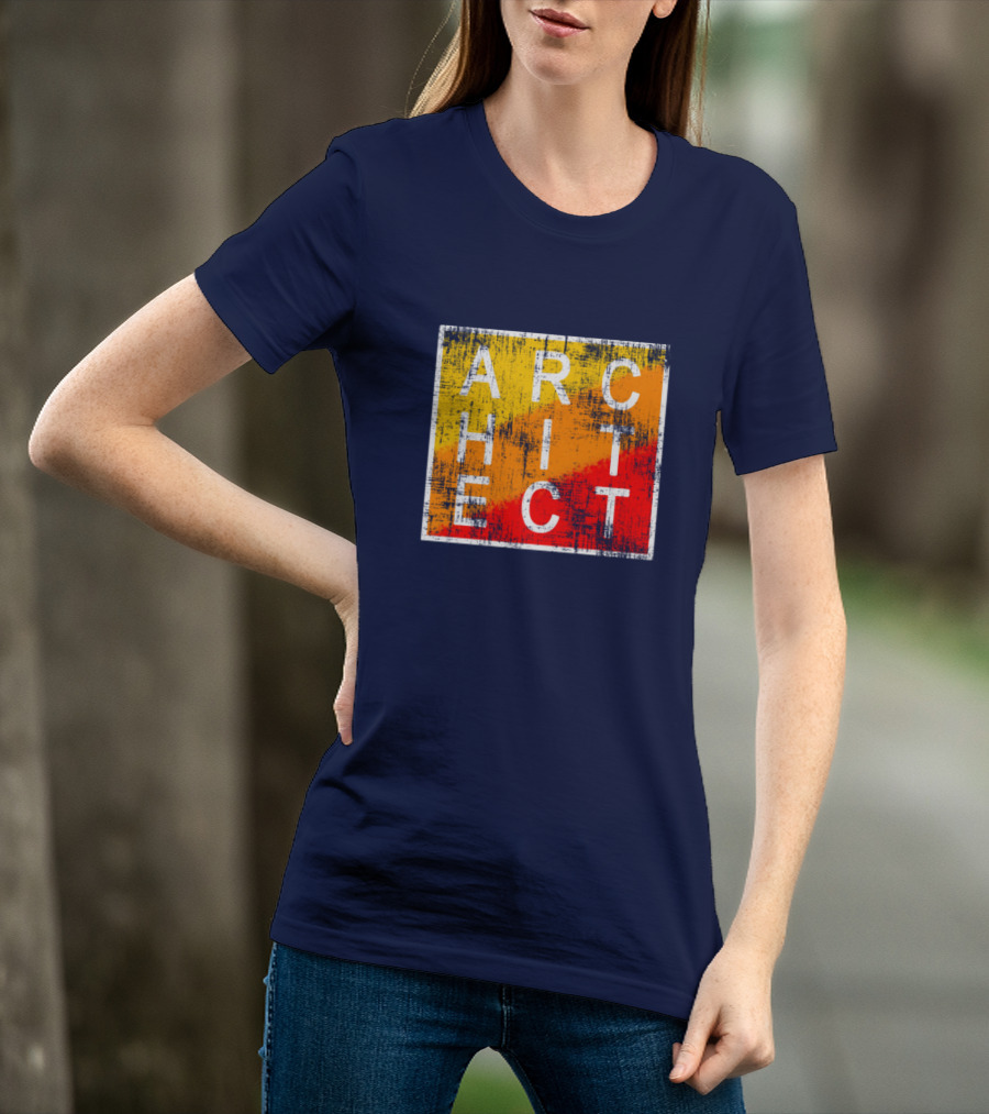 Architect Grunge Texture Yellow Orange Red Square T-Shirt
