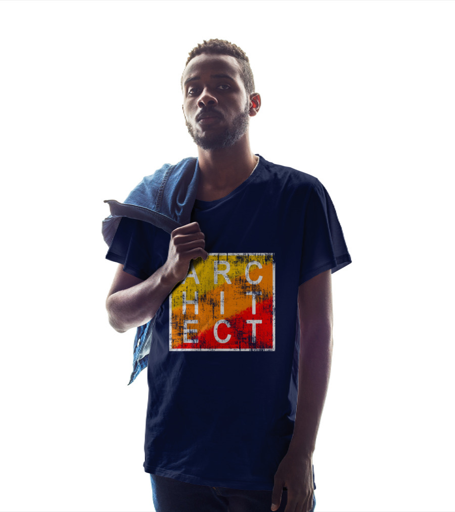 Architect Grunge Texture Yellow Orange Red Square T-Shirt