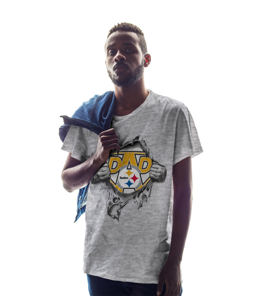 Steelers Super Dad Tattoo Ripped T-Shirt
