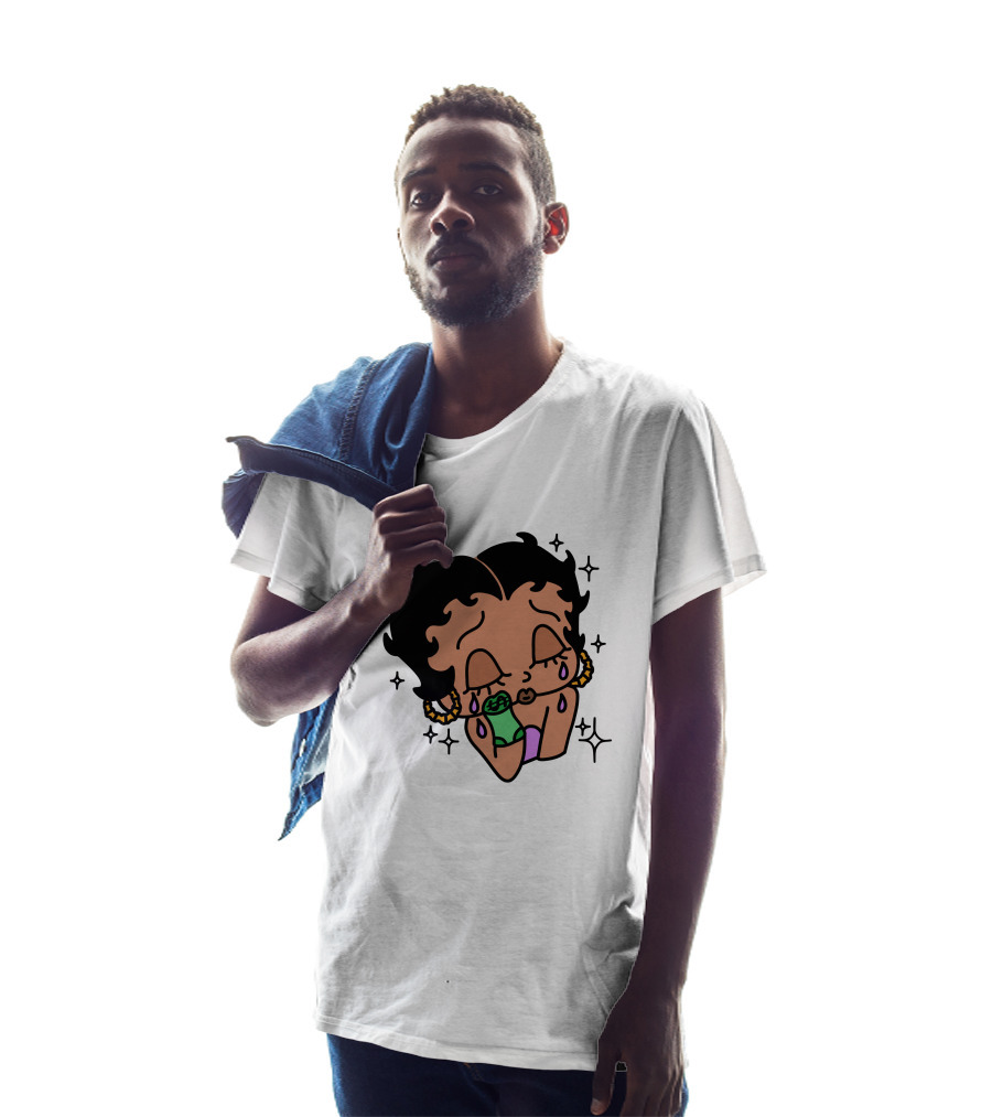 Lilcroissant Crying Cartoon With Money Rolls And Earrings T-Shirt