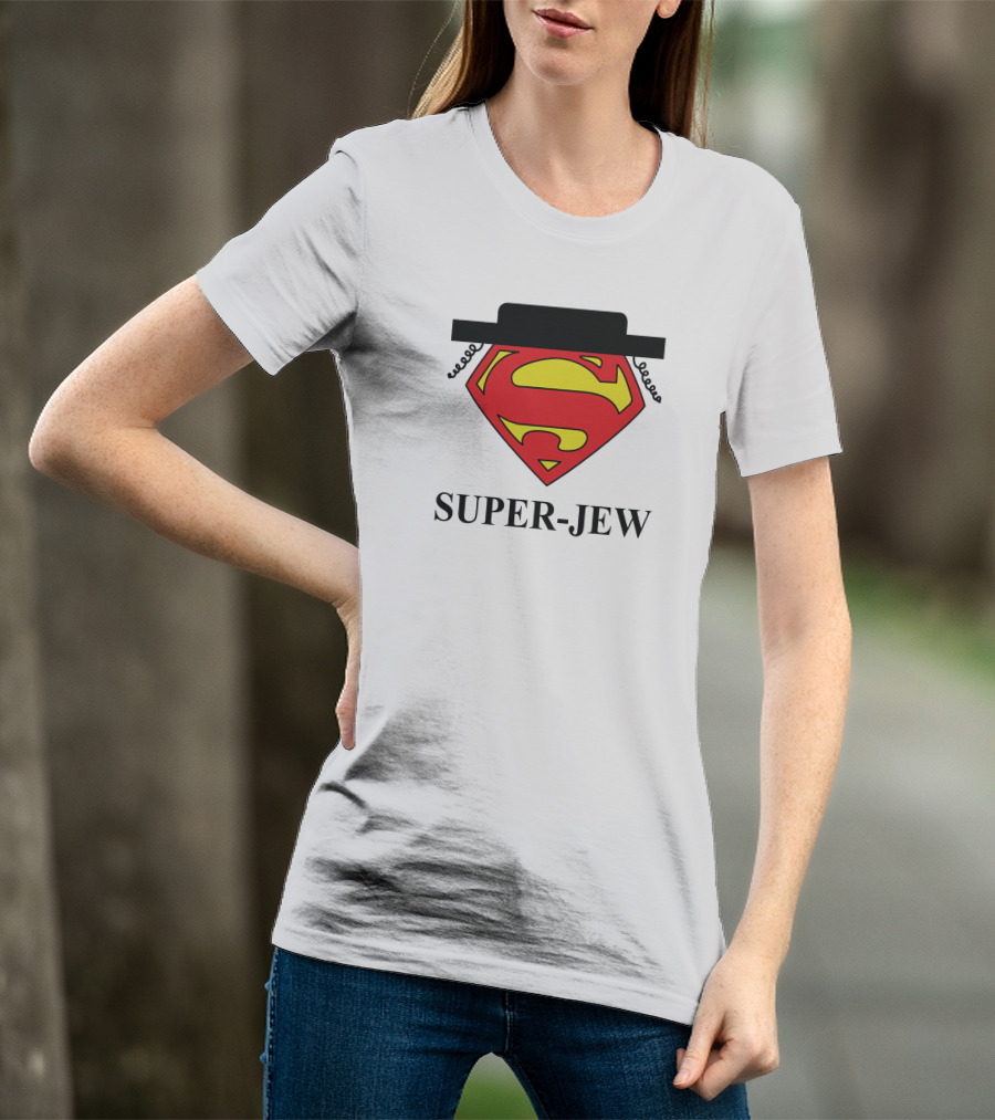 Super-Jew Superman Logo Black Hat Peyos Mixture T-Shirt