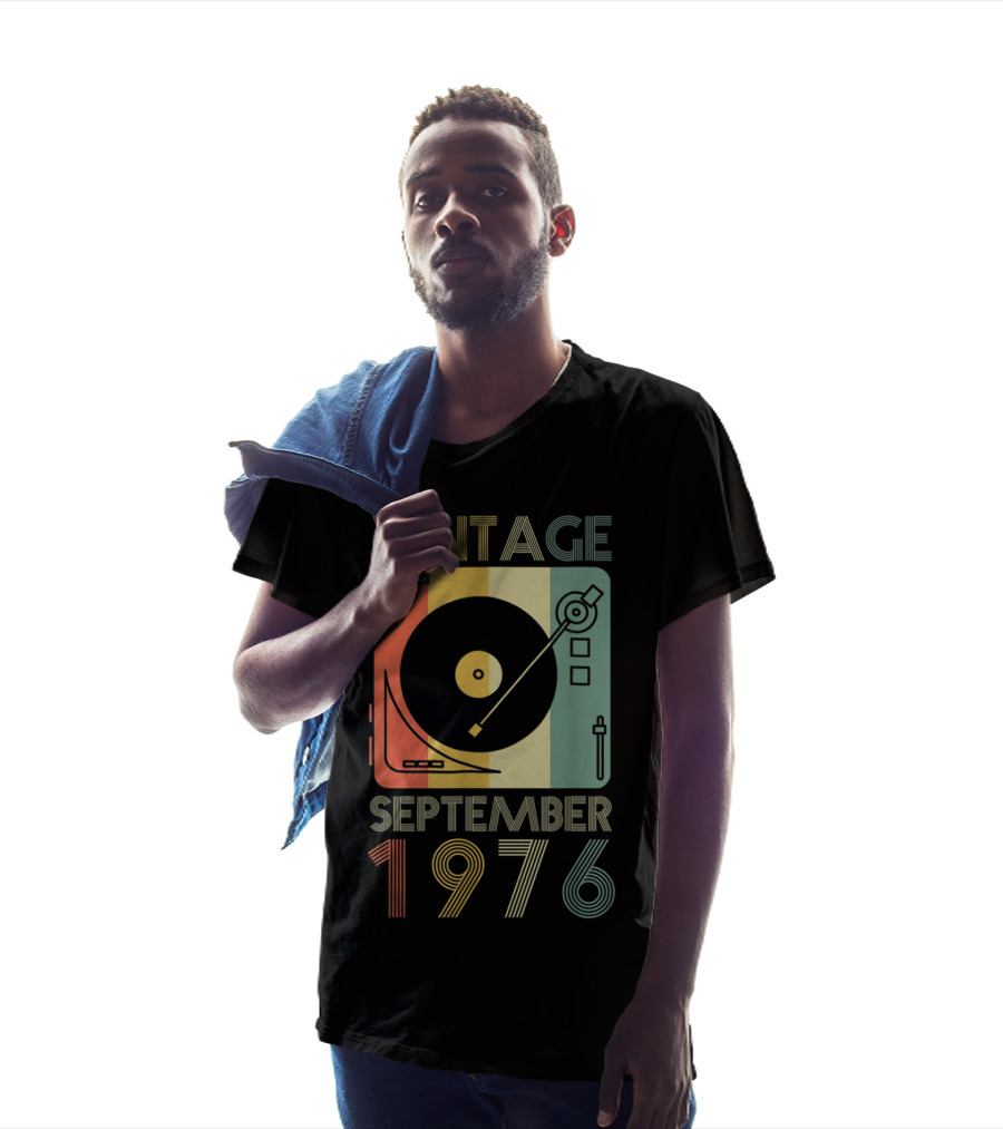 Vintage September 1976 Retro Record Player T-Shirt