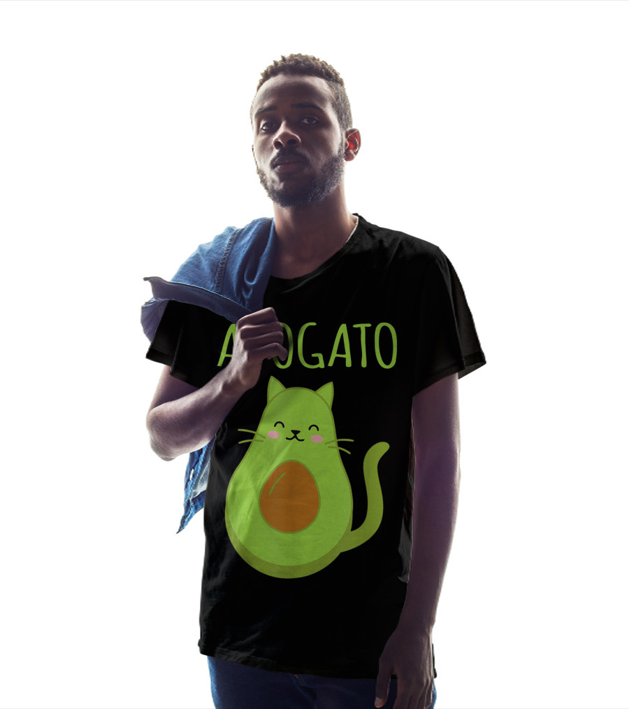 Avogato Cute Happy Cat Avocado T-Shirt