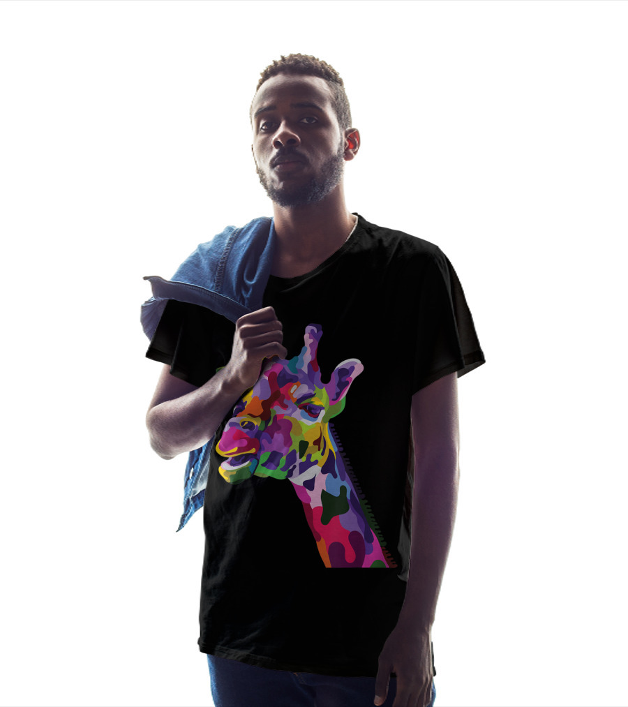 Giraffe Support Colorful Psychedelic T-Shirt