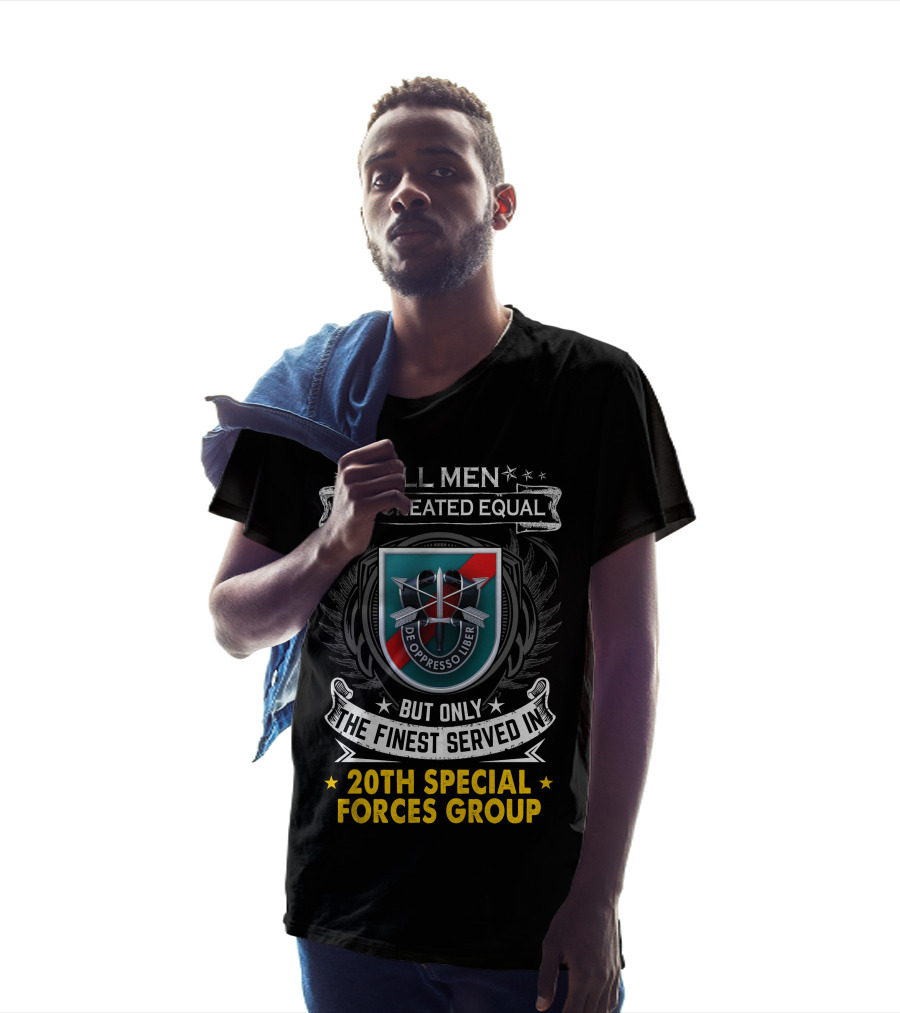 ALL MEN ARE CREATED EQUAL BUT ONLY THE FINEST SERVED IN 20TH SPECIAL FORCES GROUP DE OPPRESSO LIBER T-Shirt