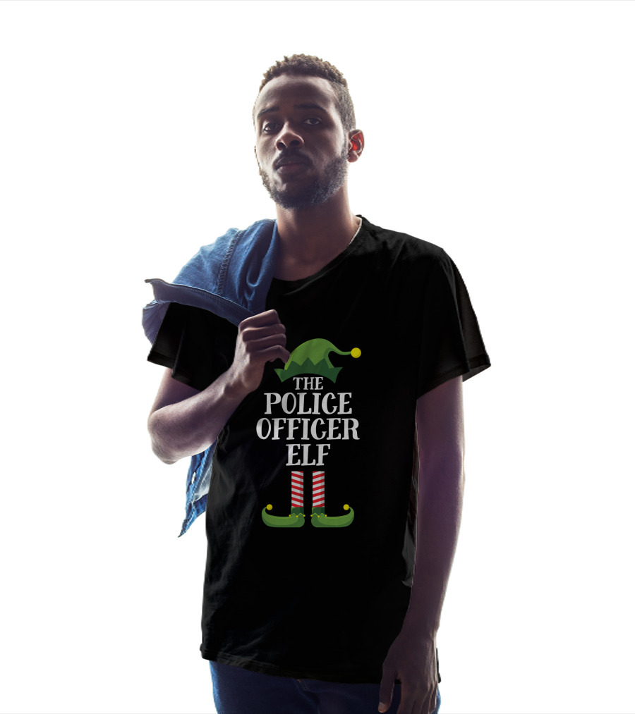 The Police Officer Elf Matching Family Christmas Party Pajamas T-Shirt