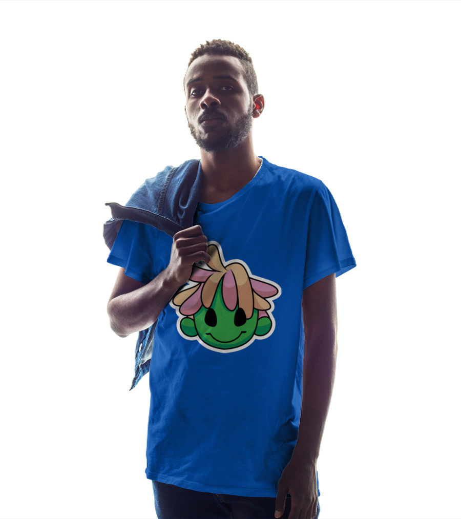 Joko's World Green Smiling Character Face With Pink And Beige Hair T-Shirt