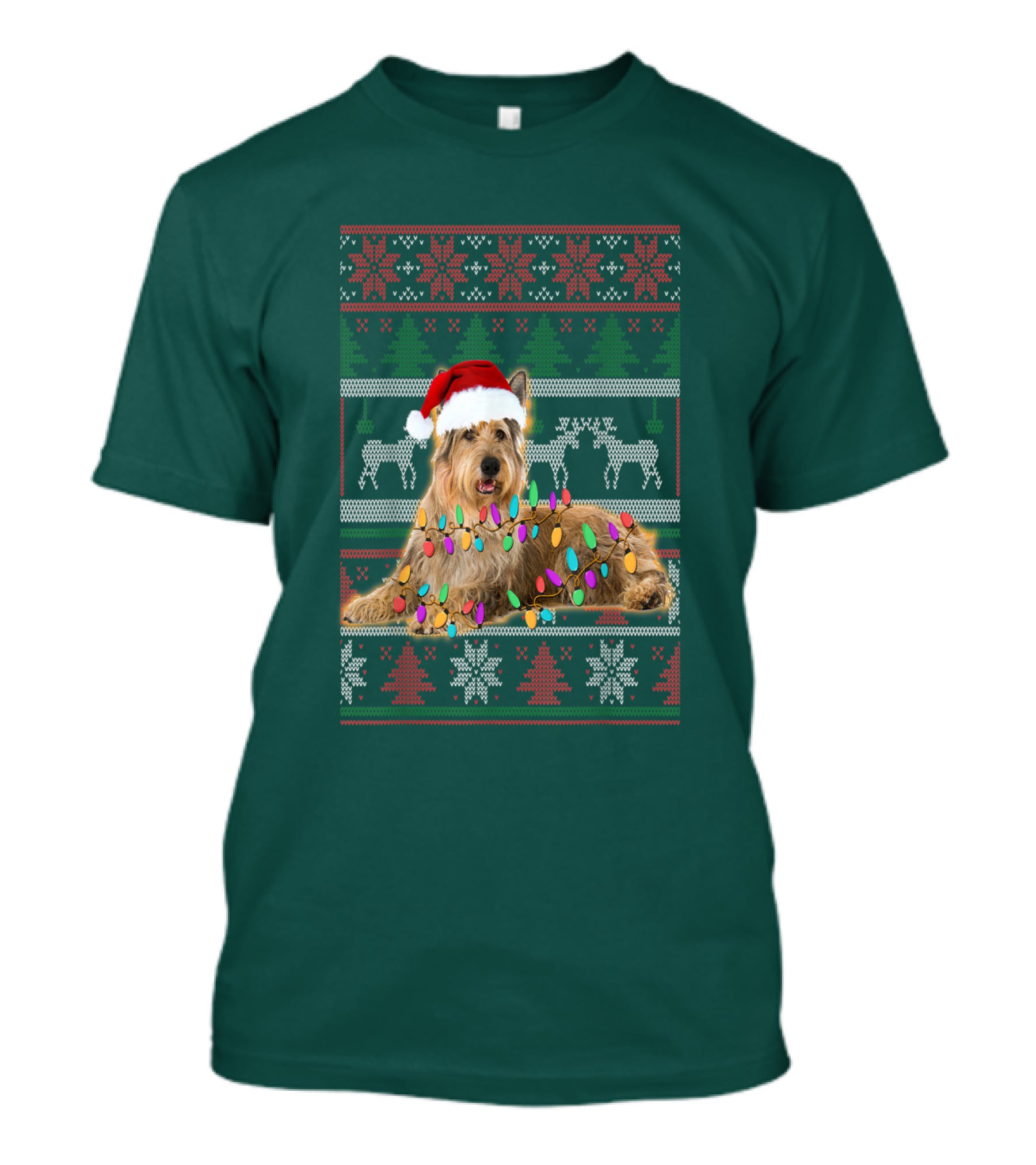 Berger Picard Christmas Santa Hat Ugly Sweater Lights Reindeer Snowflakes T-Shirt