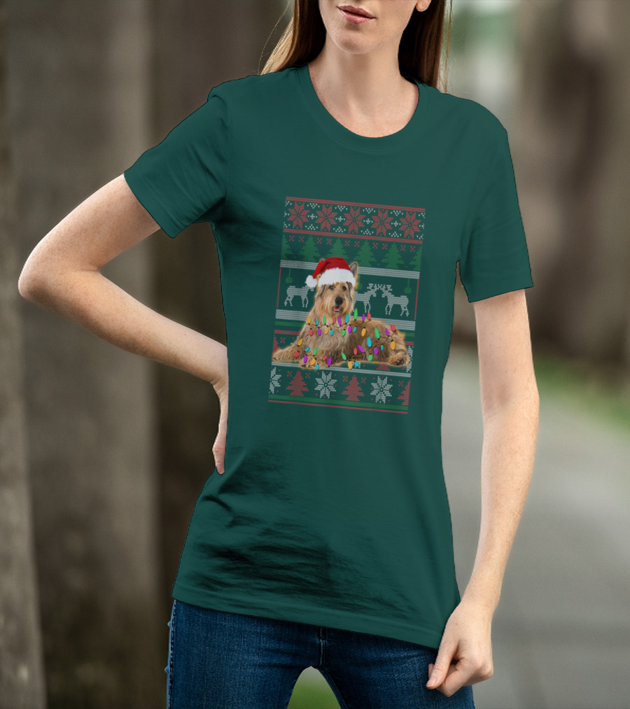 Berger Picard Christmas Santa Hat Ugly Sweater Lights Reindeer Snowflakes T-Shirt
