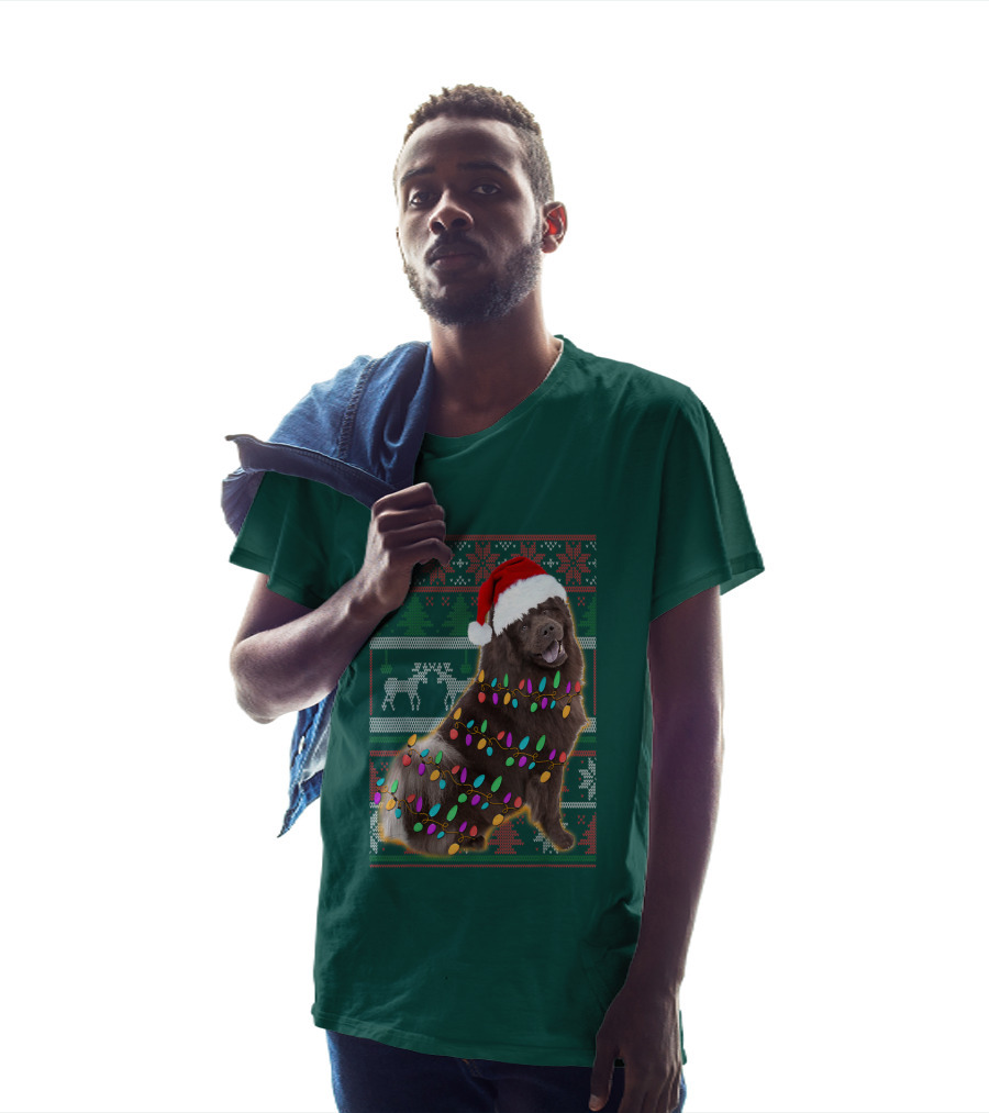 Chow Chow Christmas Lights Festive Sweater Santa Hat T-Shirt