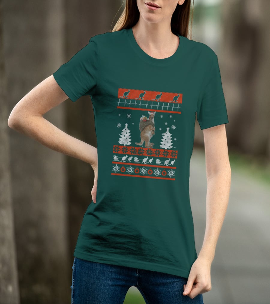 Cute Kangaroo Christmas Ugly Sweater Style Holiday Jumper T-Shirt