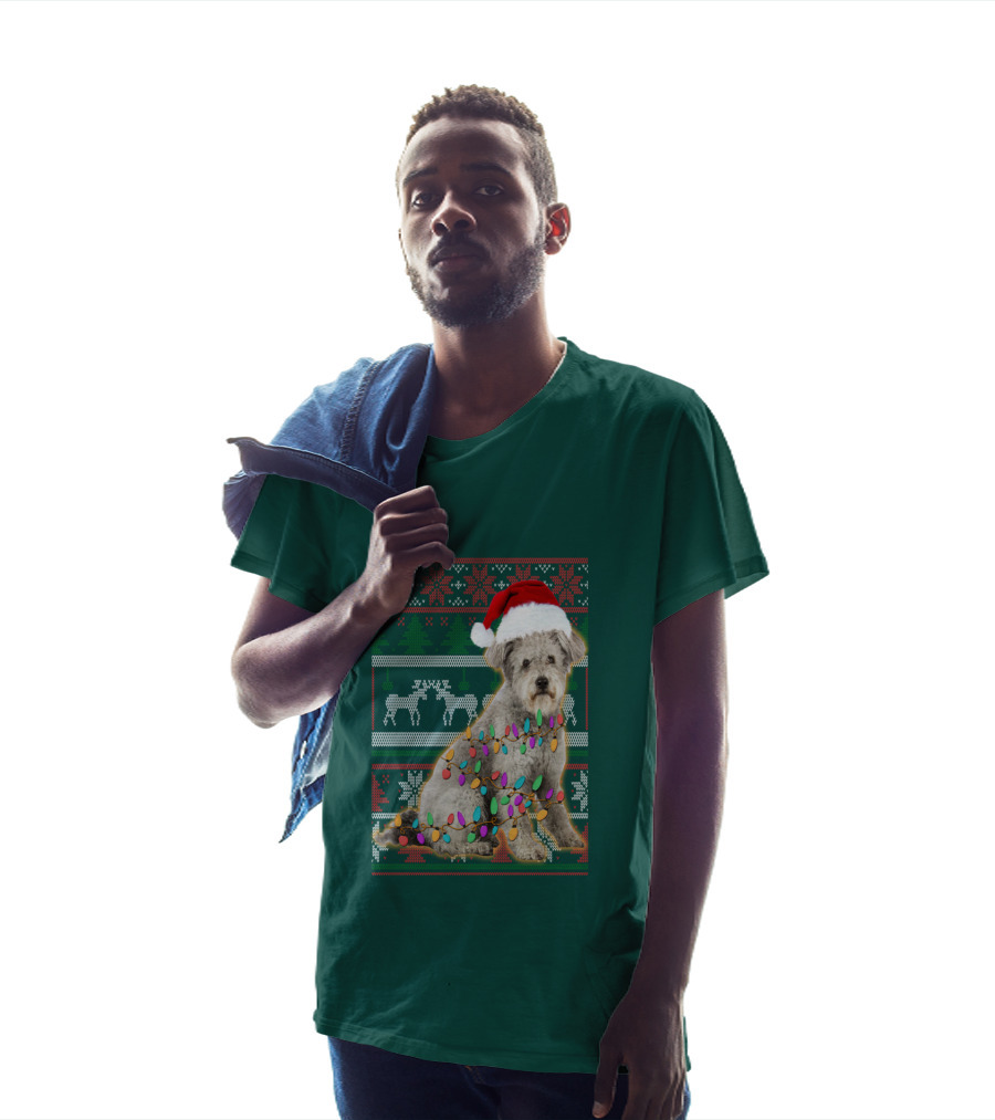 Pumi Dog Christmas Lights Santa Hat Ugly T-Shirt