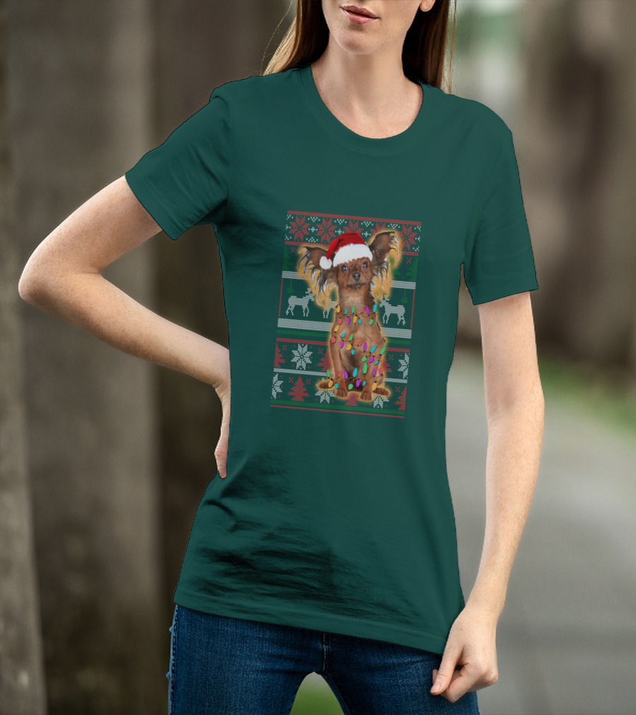 Russian Toy Christmas Lights Santa Hat Reindeer Snowflakes T-Shirt