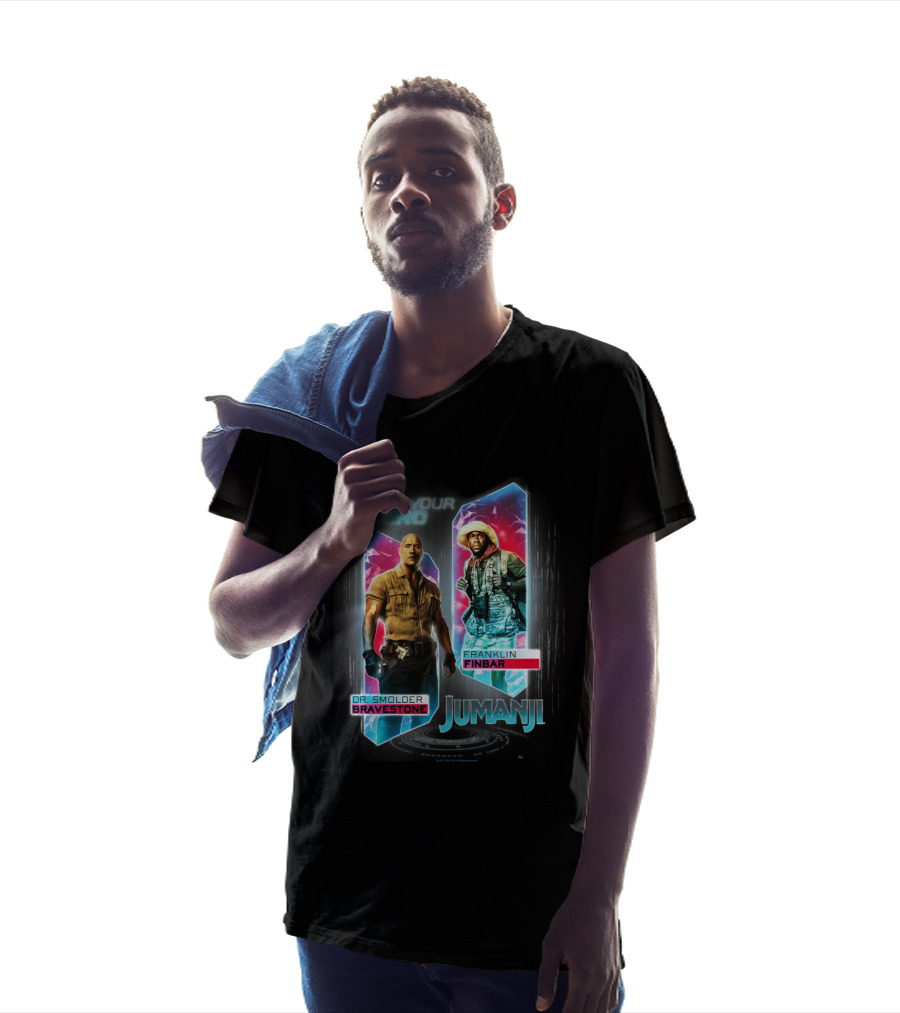 Jumanji Choose Your Hero Dr. Smolder Bravestone Franklin Finbar T-Shirt