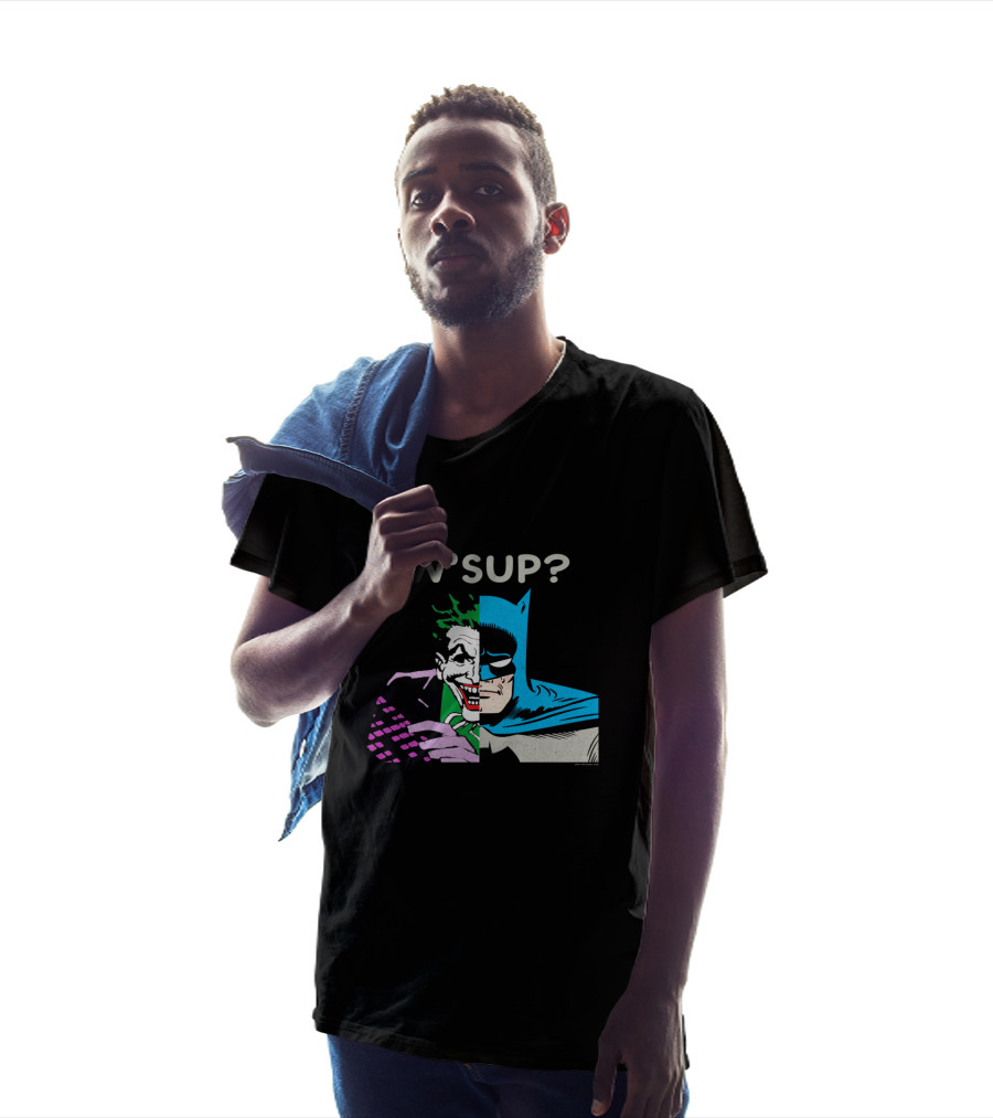 W'SUP Joker And Batman Split Face Iconic Comic T-Shirt