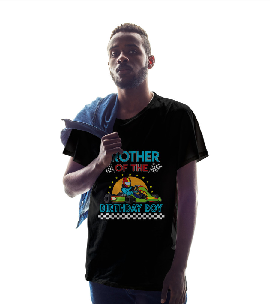 Brother Of The Birthday Boy Go Kart Racing Checkered Flags T-Shirt