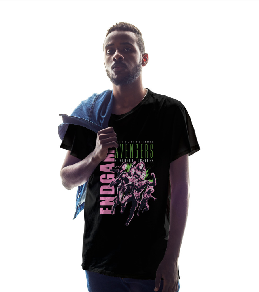 Endgame Earth's Mightiest Heroes Avengers Stronger Together Neon Text T-Shirt