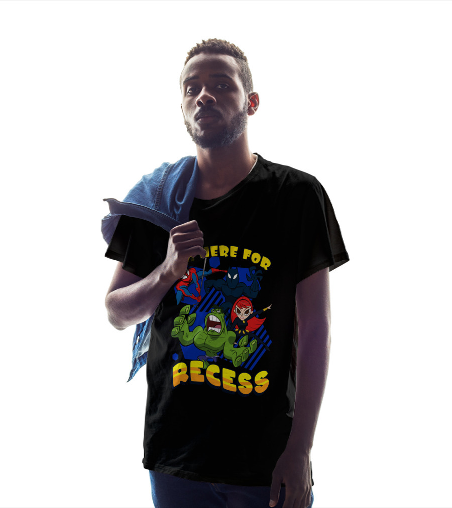 Marvel Avengers I'm Here For Recess Spiderman Black Widow Hulk T-Shirt