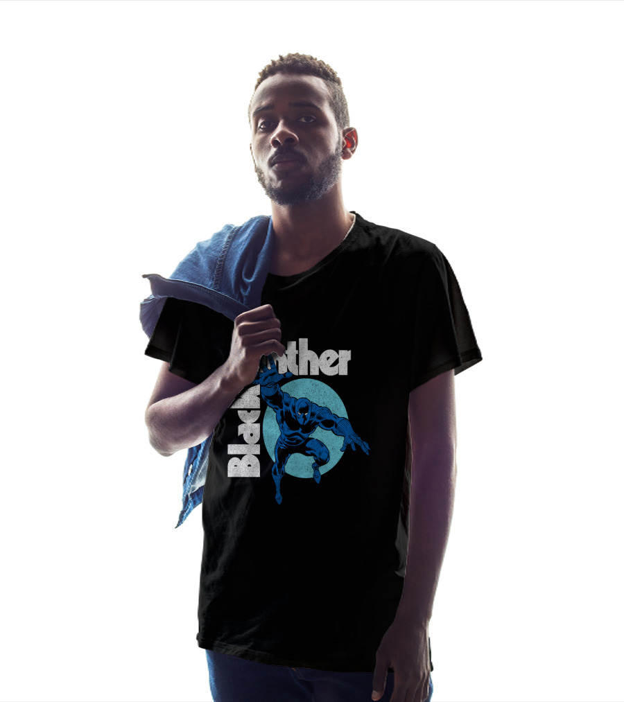 Marvel Black Panther Blue Heroic Pose Circle T-Shirt