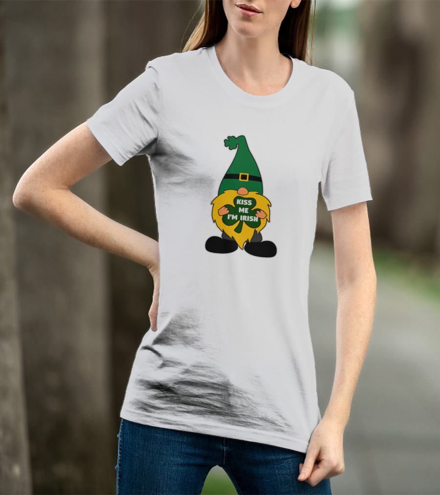 Kiss Me I'm Irish Leprechaun Gnome With Shamrock T-Shirt