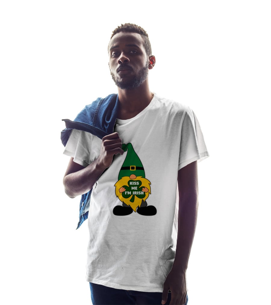 Kiss Me I'm Irish Leprechaun Gnome With Shamrock T-Shirt