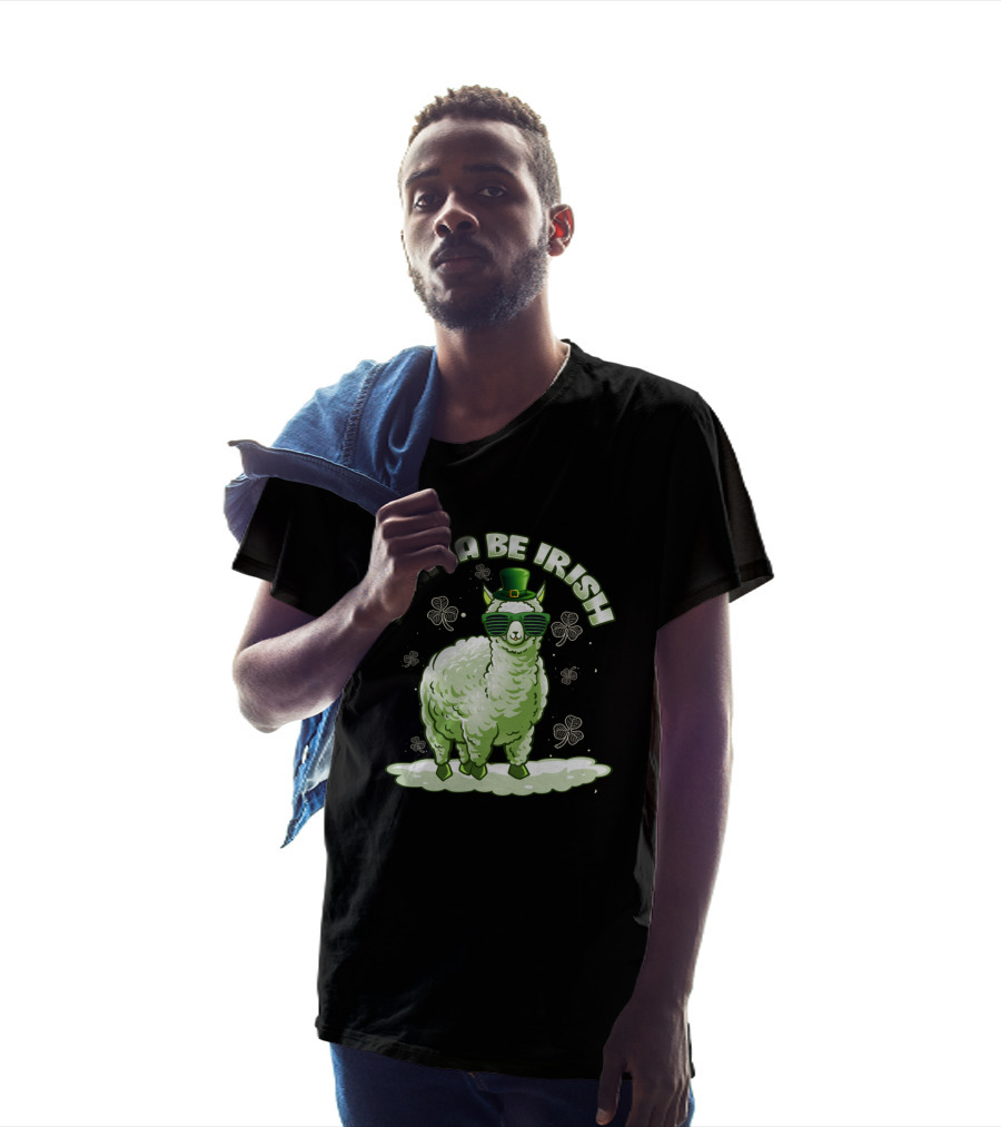 Llama Be Irish Shamrock Sunglasses St. Patrick's Day Green Llama With Hat T-Shirt