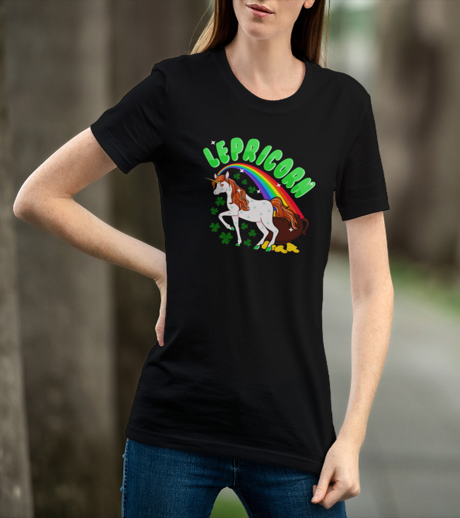 Lepricorn St Patricks Day Unicorn Rainbow Clover Pot Of Gold T-Shirt