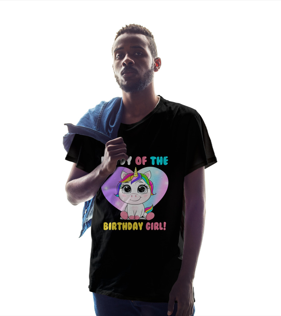 DADDY OF THE BIRTHDAY GIRL Unicorn With Rainbow Heart T-Shirt