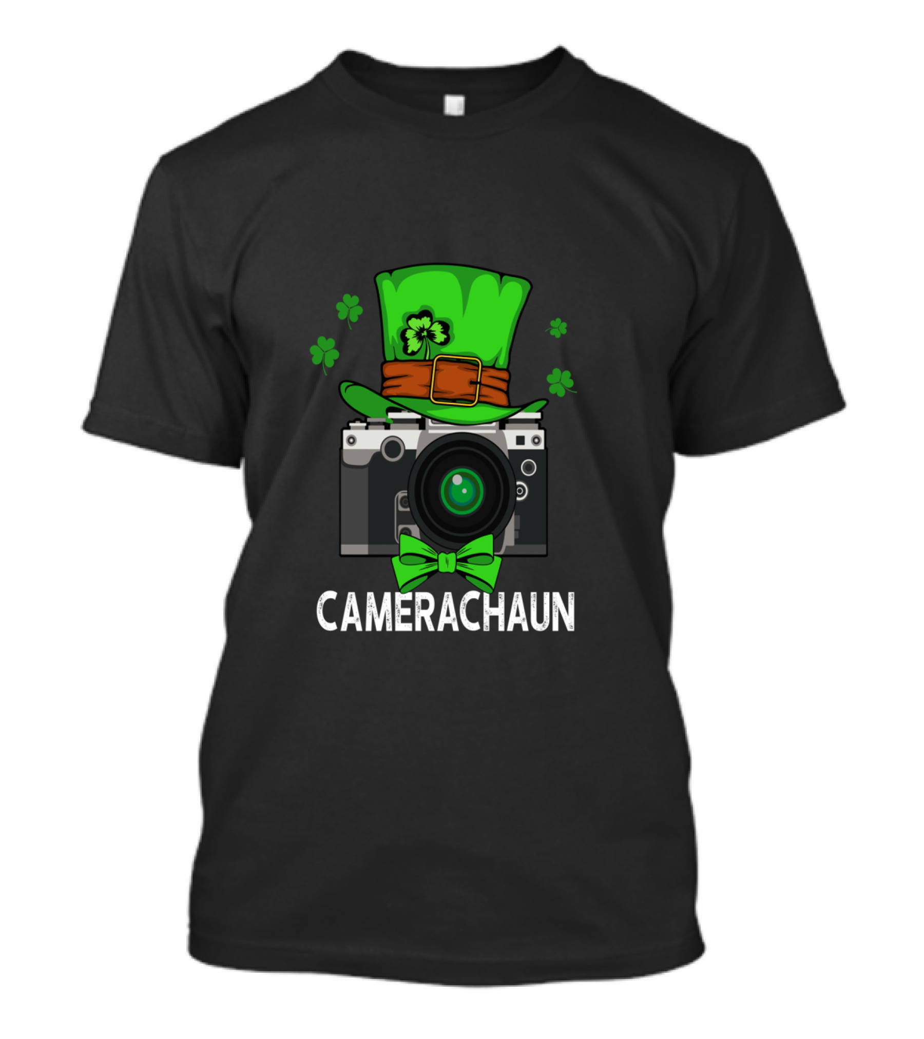 CAMERACHAUN Green Hat Shamrocks Bowtie Camera T-Shirt