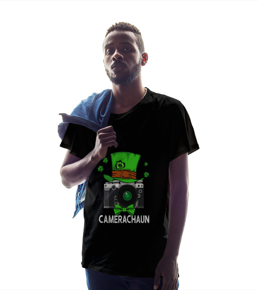 CAMERACHAUN Green Hat Shamrocks Bowtie Camera T-Shirt