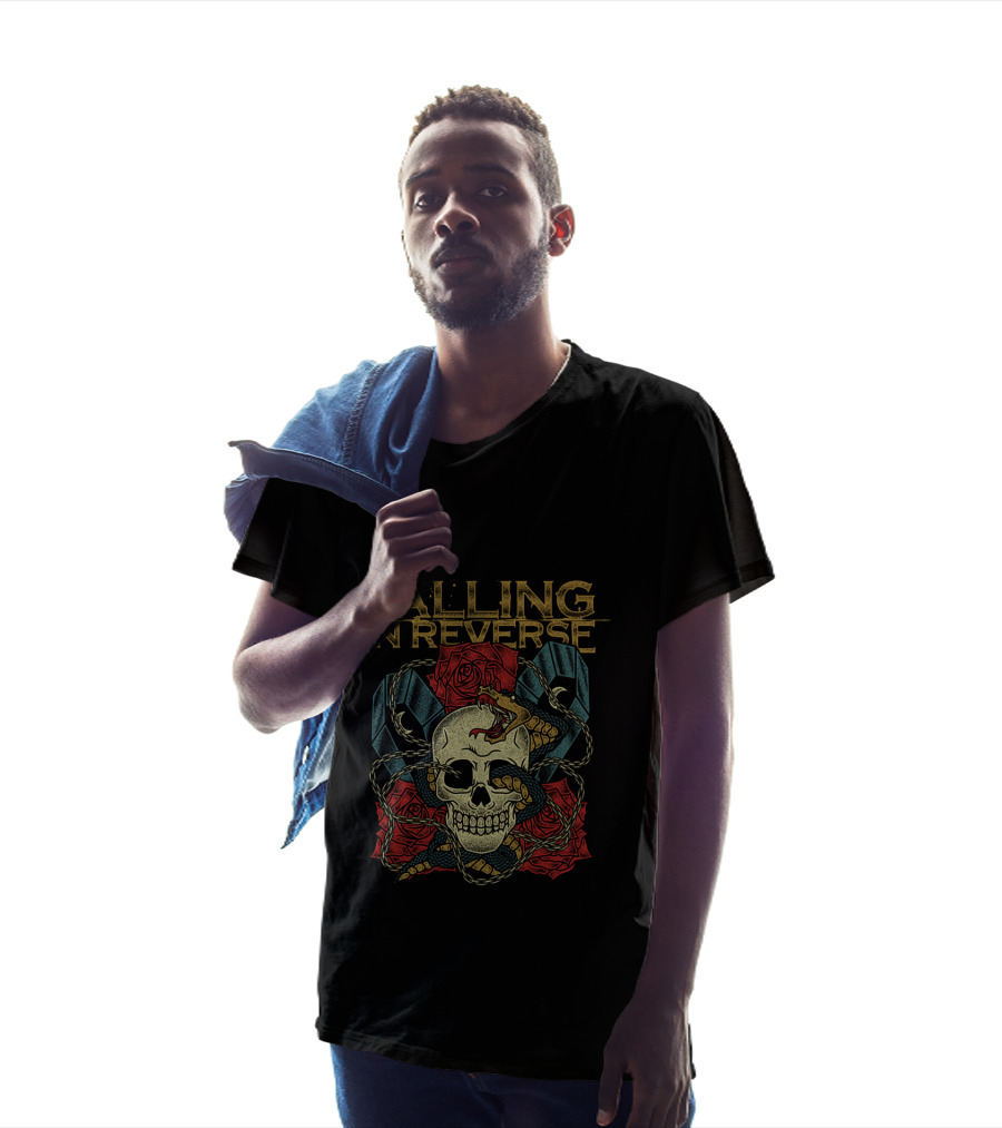 Falling In Reverse Skull Snake Roses Coffins Merchandise T-Shirt