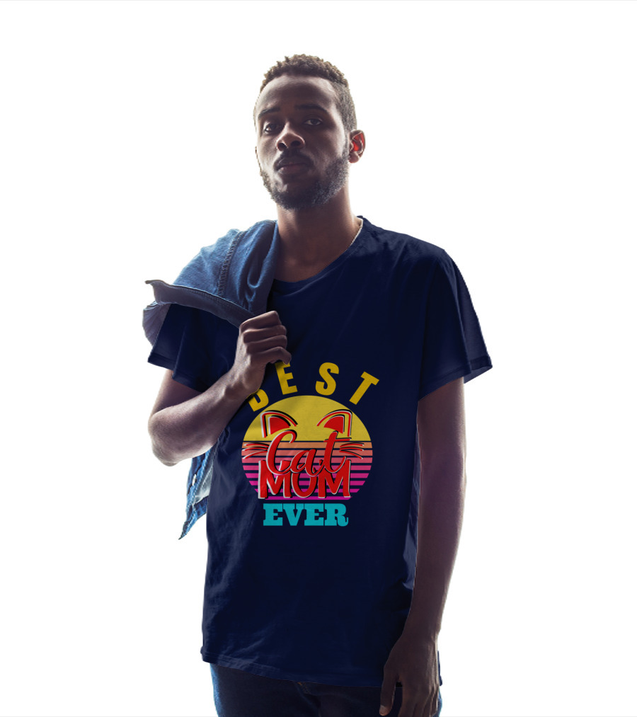 Best Cat Mom Ever Vintage Sunset Cat Ears T-Shirt