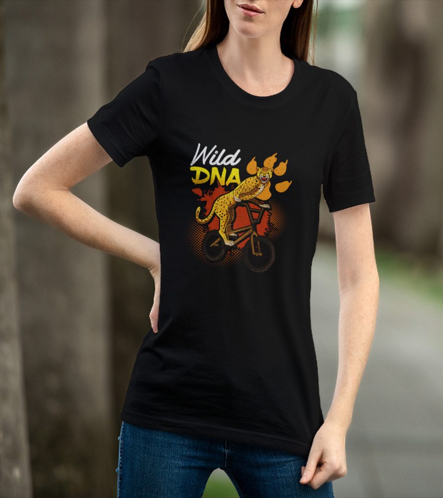 Wild DNA Bicycle Cheetah Biker Wildlife Lover T-Shirt