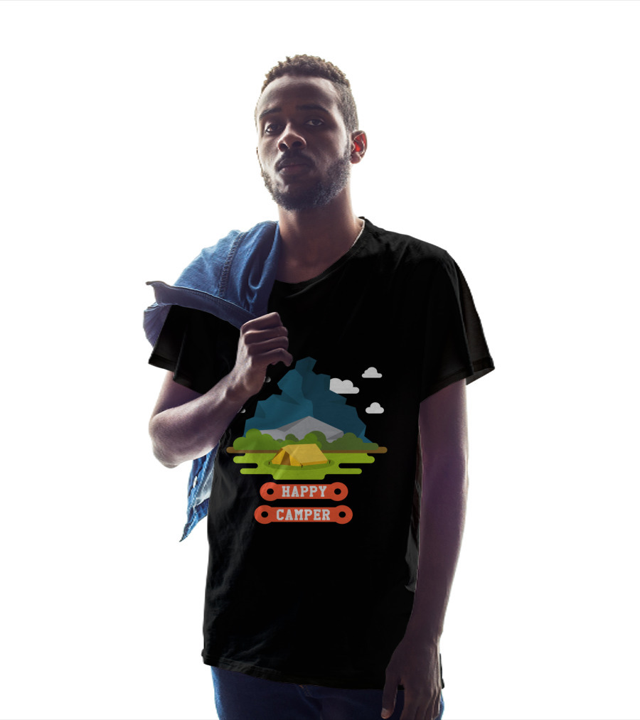 Happy Camper Mountain Tent Outdoors Adventure T-Shirt