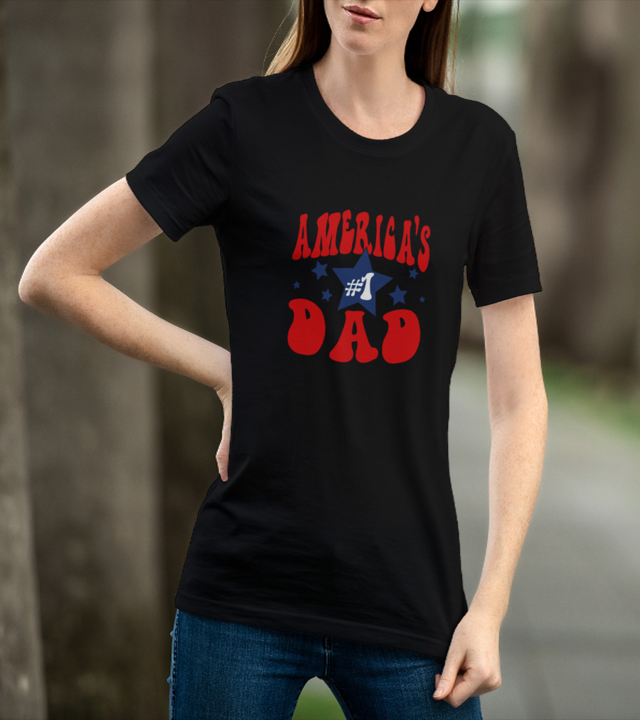 America's #1 Dad Star And Stripes Red Blue Text T-Shirt