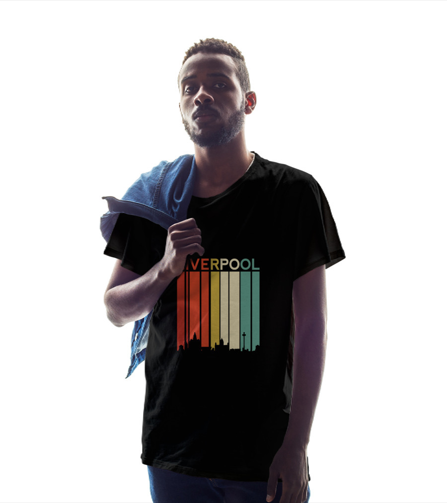 Liverpool England Skyline Retro Columns T-Shirt
