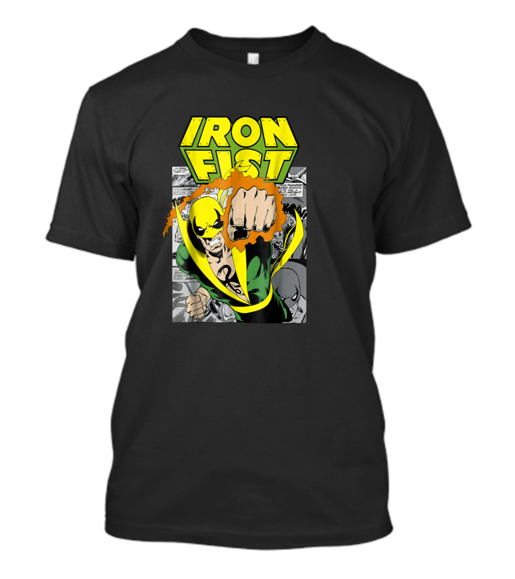 Iron Fist Comic Panel Yellow Mask Punch Action Scene T-Shirt