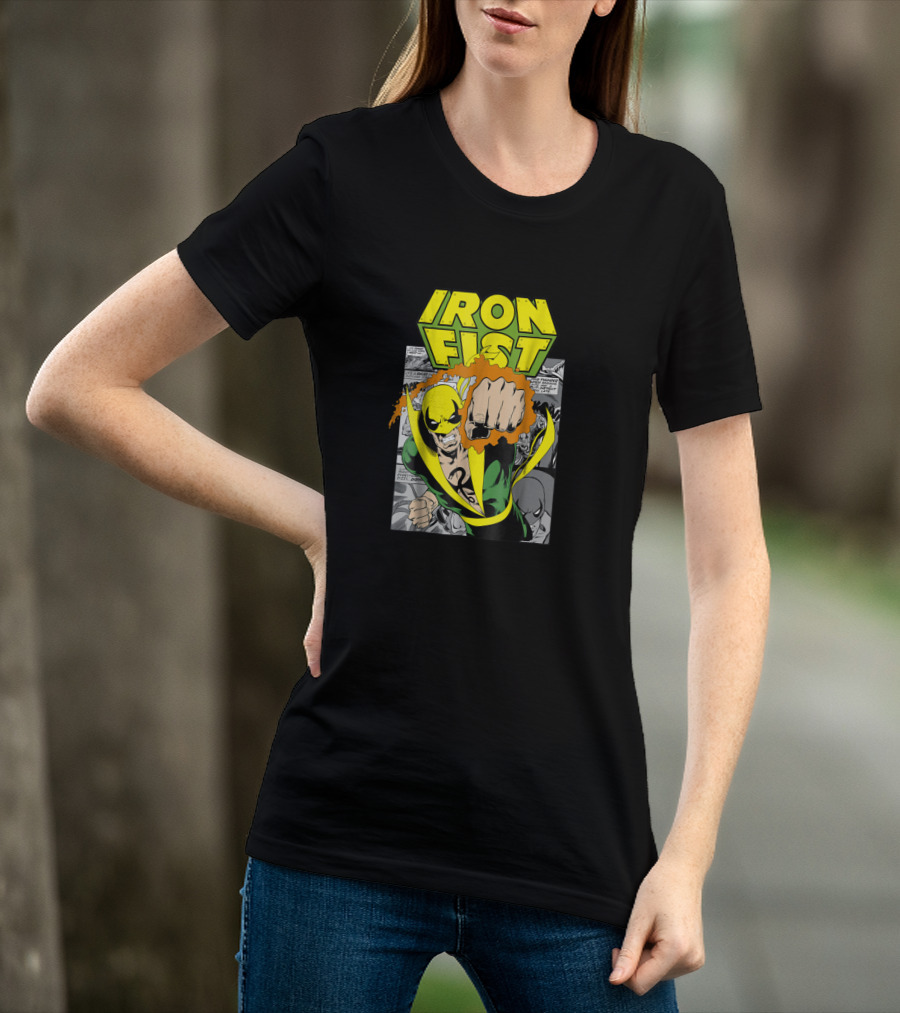 Iron Fist Comic Panel Yellow Mask Punch Action Scene T-Shirt
