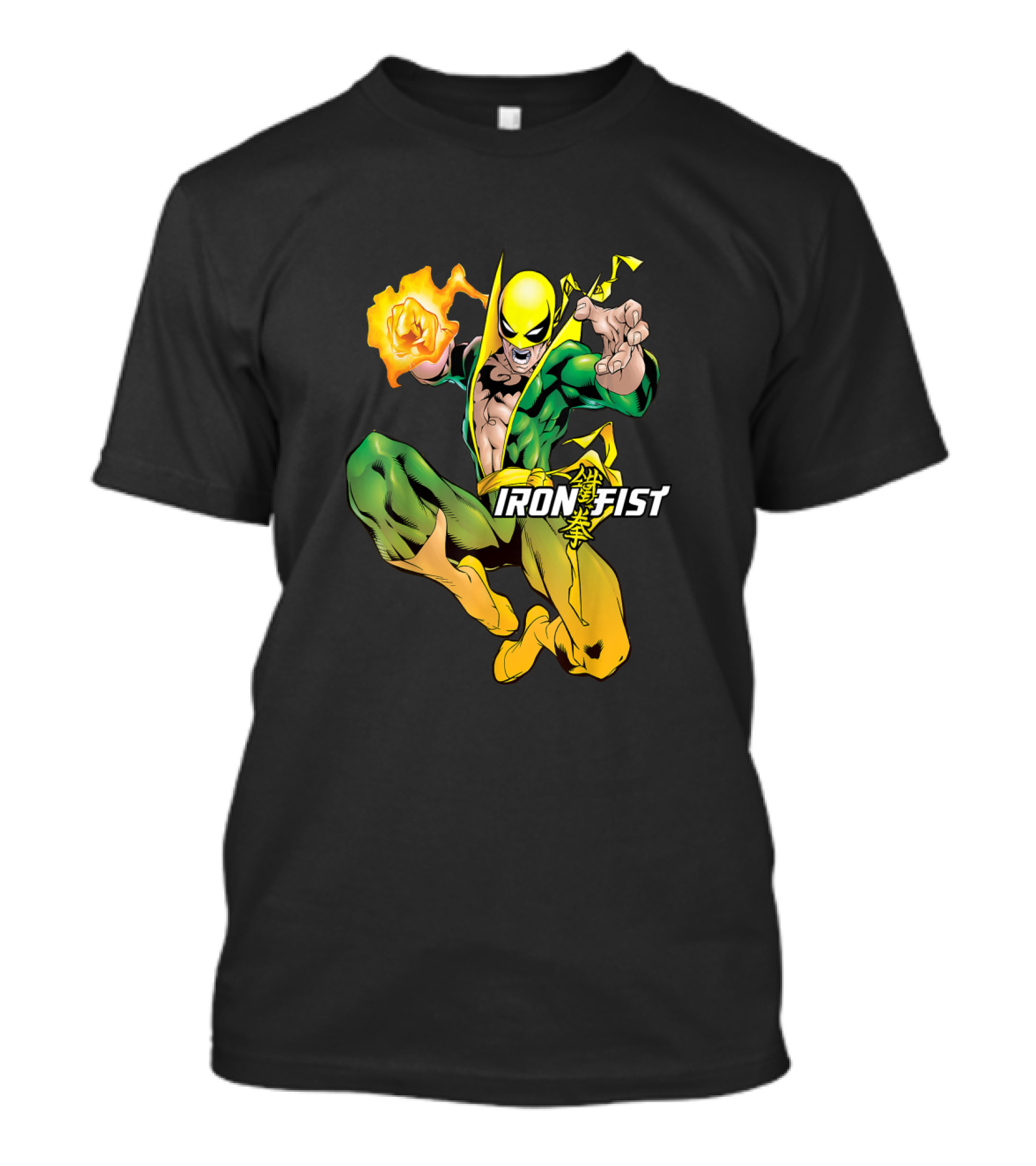 Marvel Iron Fist Dynamic Action Pose With Fiery Punch T-Shirt