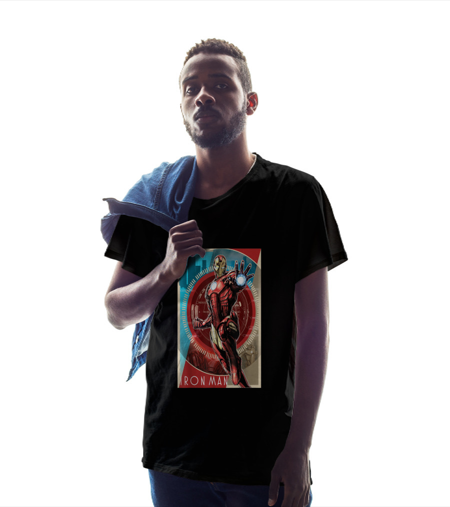 Marvel Iron Man Vintage Tech Futuristic Cityscape T-Shirt