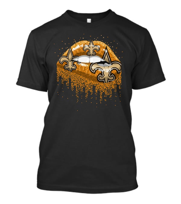 New Orleans Saints Glittering Fleur-de-Lis Lips T-Shirt