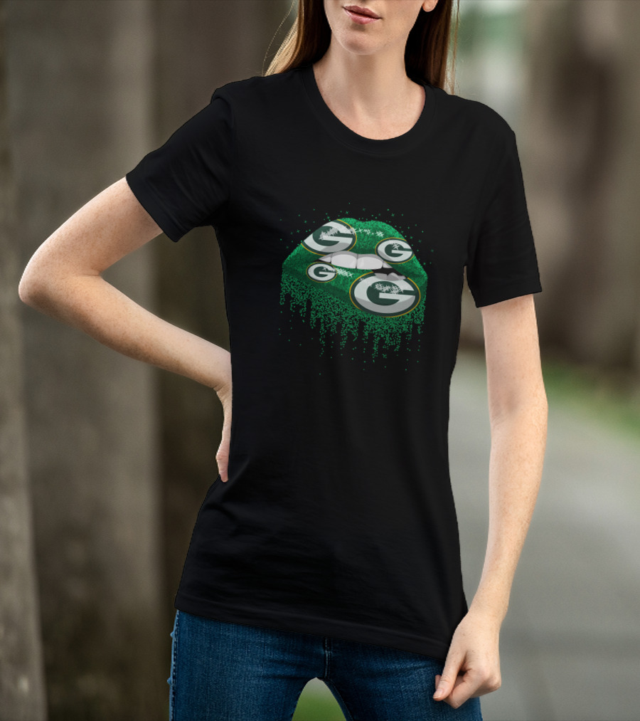 Green Bay Packers Glitter Lips T-Shirt