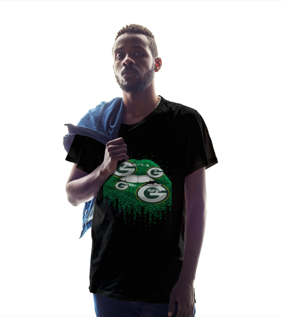 Green Bay Packers Glitter Lips T-Shirt