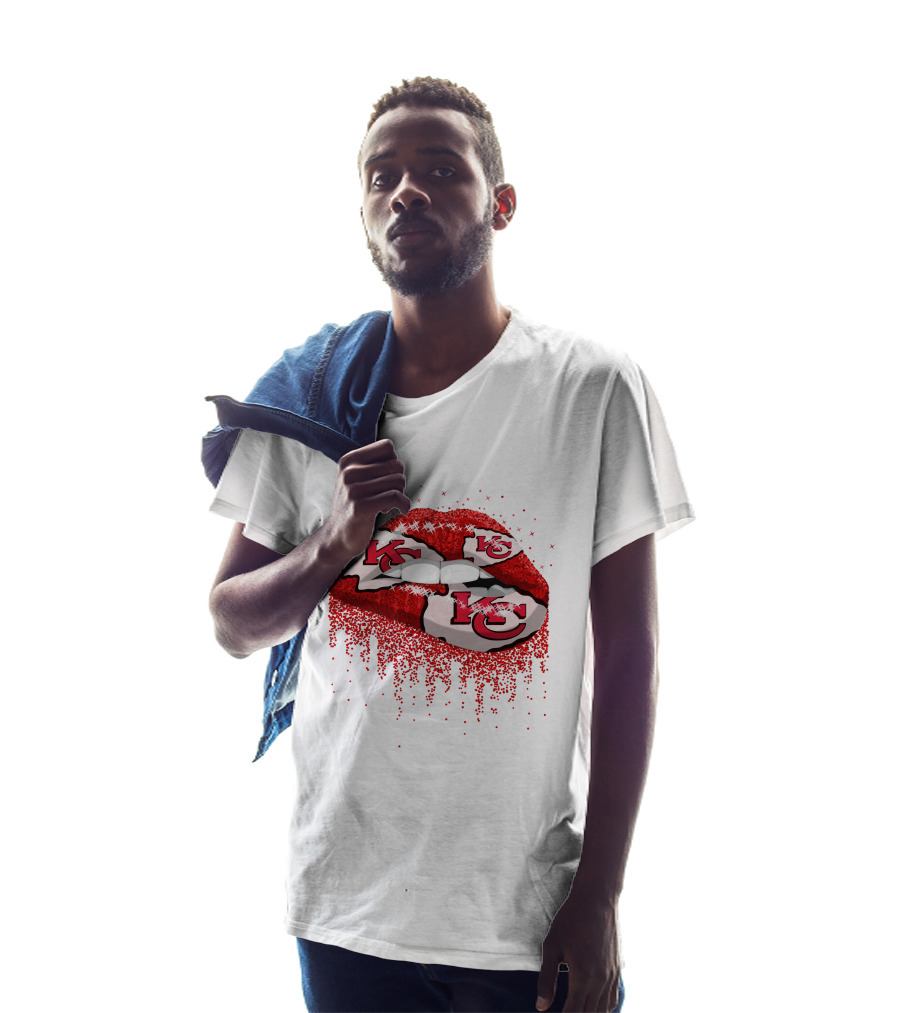 Kansas City Chiefs Red Glitter Lips T-Shirt