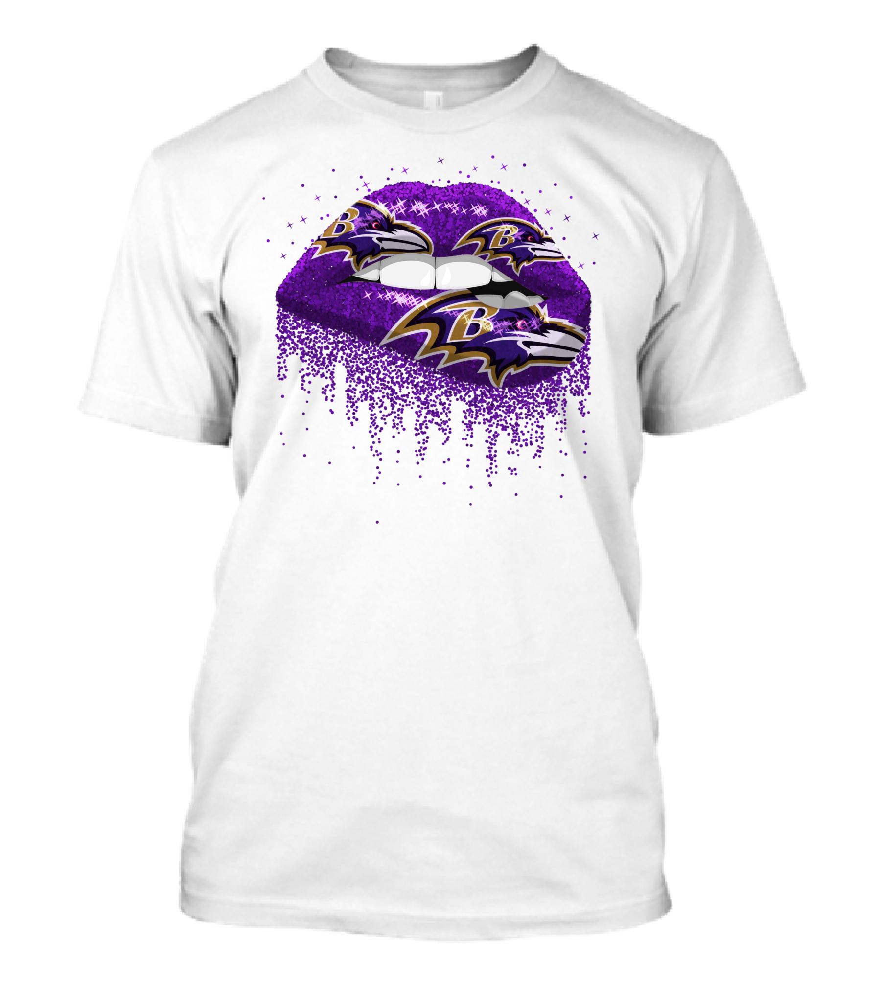 Baltimore Ravens Glitter Lips Logo Purple Sparkle T-Shirt