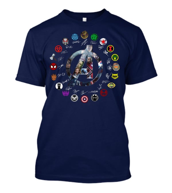 Avengers Endgame Emblem With Iconic Superhero Logos T-Shirt